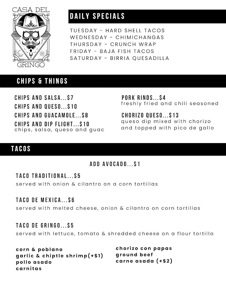 Casa Del Gringo Menu image 3